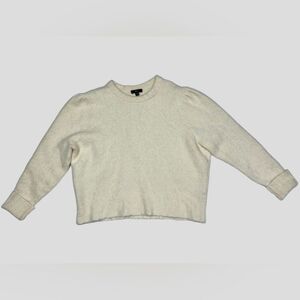 J. Crew Alpaca Sweater Off White Merino Wool Crewneck Cropped Sweater XXL